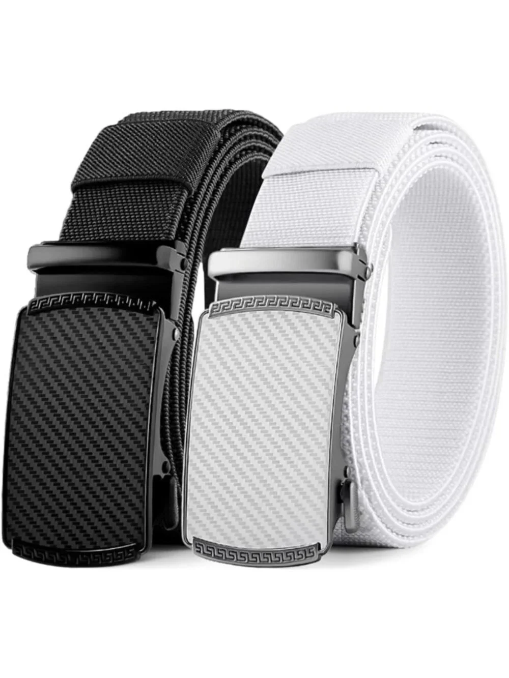 2 Pack Elastic Golf Belts for Men | Adjustable Nylon Ratchet, Trim-to-Fit
